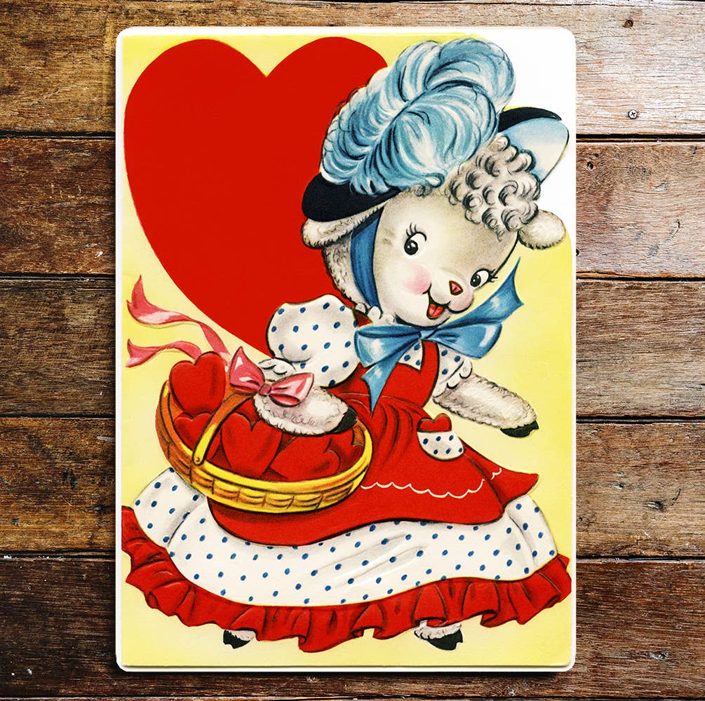 Valentine Lamb Sheep Heart Romance Love | Metal Sign