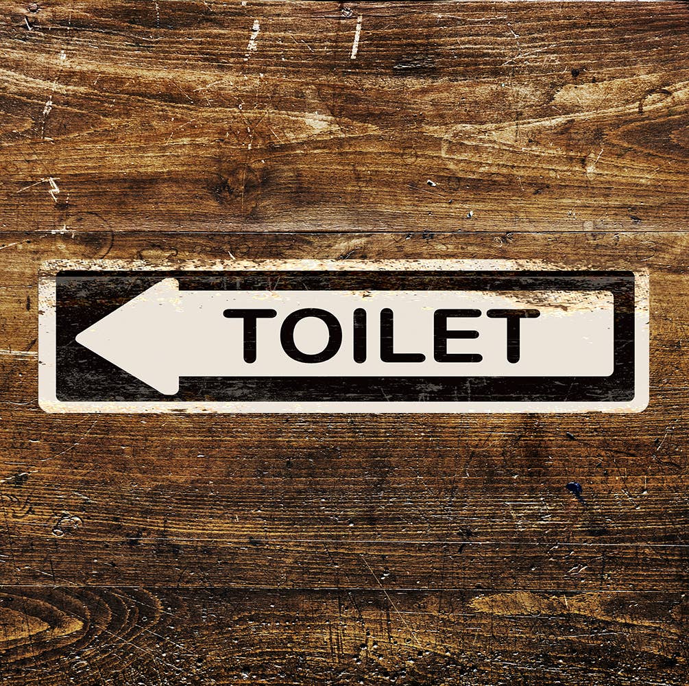 Toilet Left Metal Long Sign Plaque