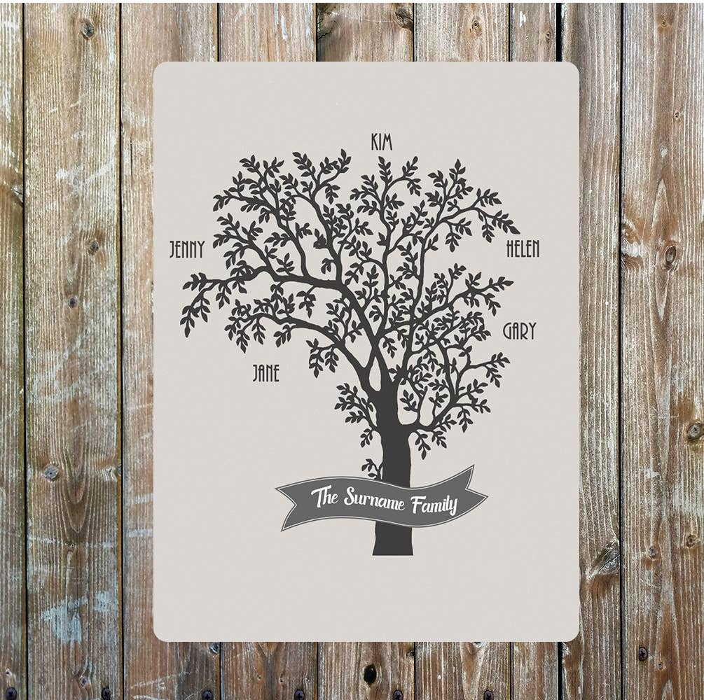 Personalize Family Tree Metal Sign Plaque