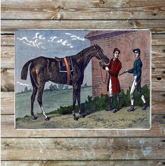 Horse and rider racing hunting vintage | Metal Sign Plaque