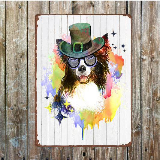 Steampunk sheepdog dog art Metal Wall Sign