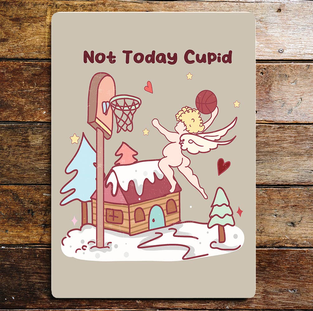 Not today cupid Valentine | Metal Sign Plaque