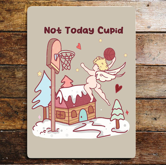 Not today cupid Valentine | Metal Sign Plaque