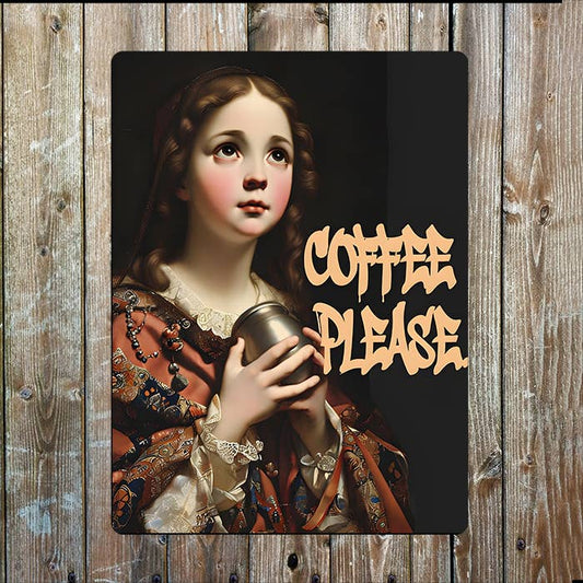 Coffee Please Graffiti Painting | Metal Sign Plaque