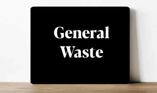 Black General Waste Bin | Metal Sign Plaque