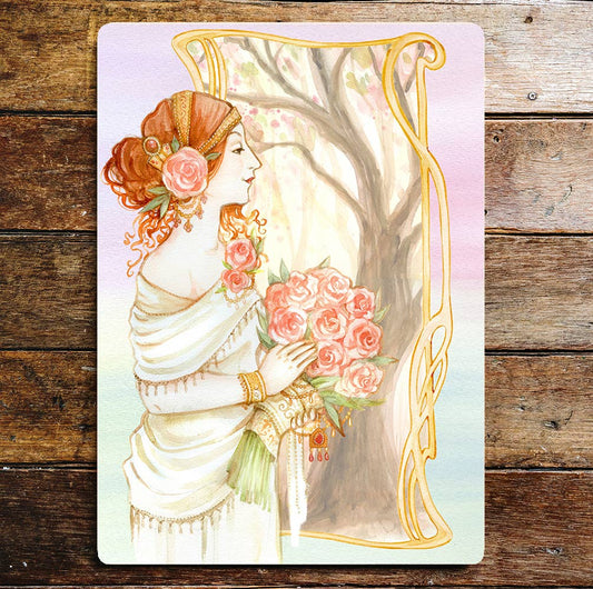 Vintage Woman   Nature Art | Metal Sign Plaque