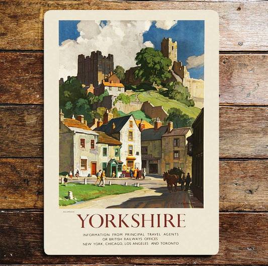 Vintage Travel Yorkshire UK art | Metal Sign Plaque
