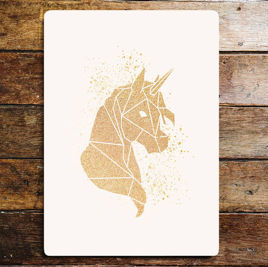 Sand Art Unicorn Gold Metal Sign Plaque