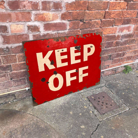 Red Keep Off Metal Advertising Wall Sign
