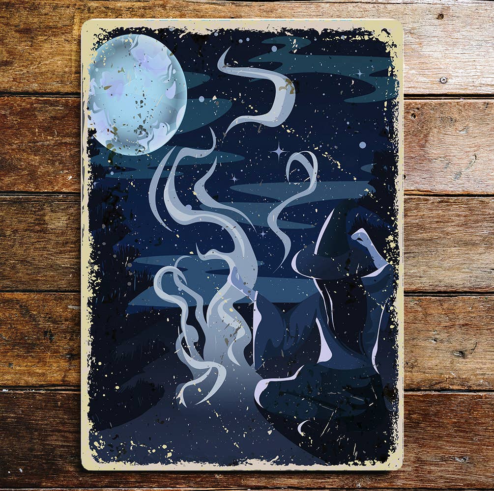Witch moon night Fire | Metal Wall Sign Plaque