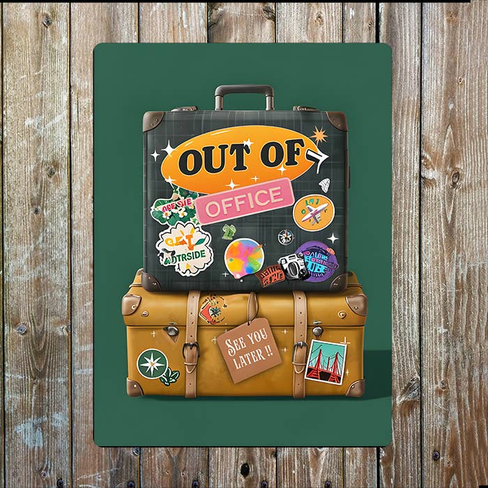 Out Of The Office, See You Later Suitcases | Metal Sign Plaque