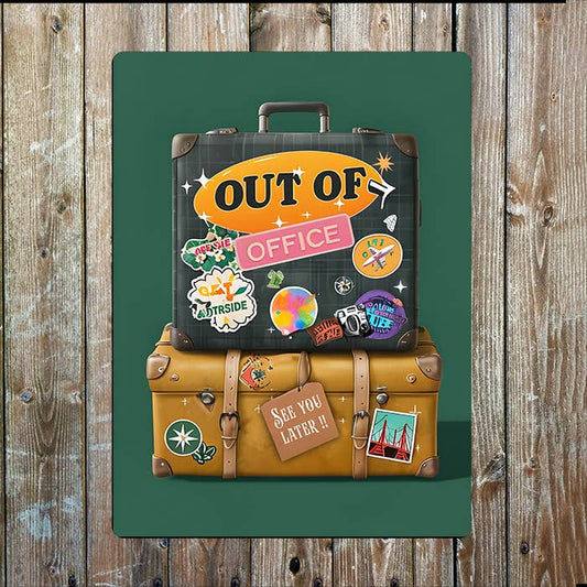 Out Of The Office, See You Later Suitcases | Metal Sign Plaque