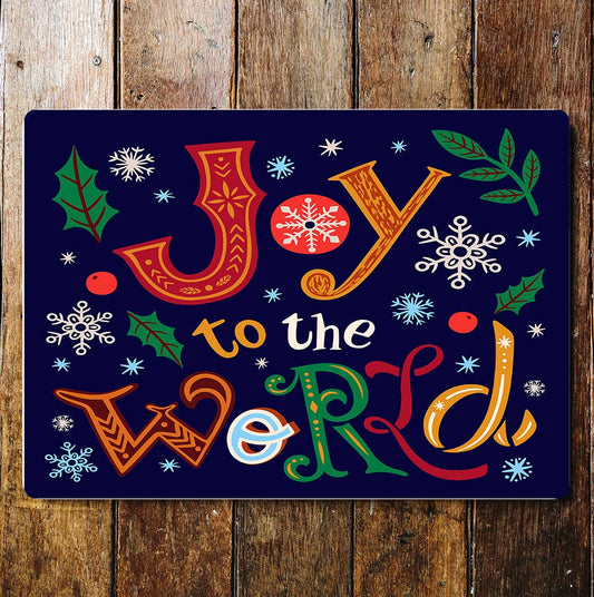 Multicolour Joy To The World Christmas | Metal Sign Plaque