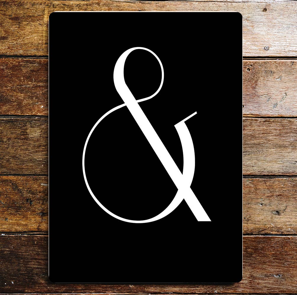 Ampersand icon black and white art | Metal Sign Plaque