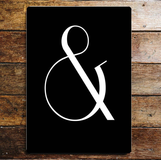 Ampersand icon black and white art | Metal Sign Plaque