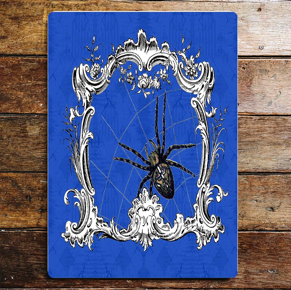 Black Spider In Web | Metal Sign Plaque