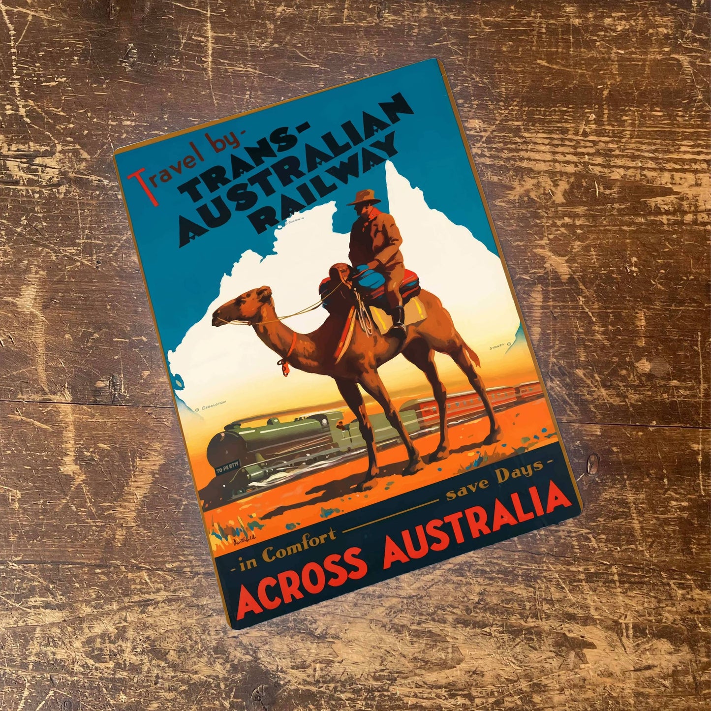 Across Australia Railway | Metal Travel Wall Sign