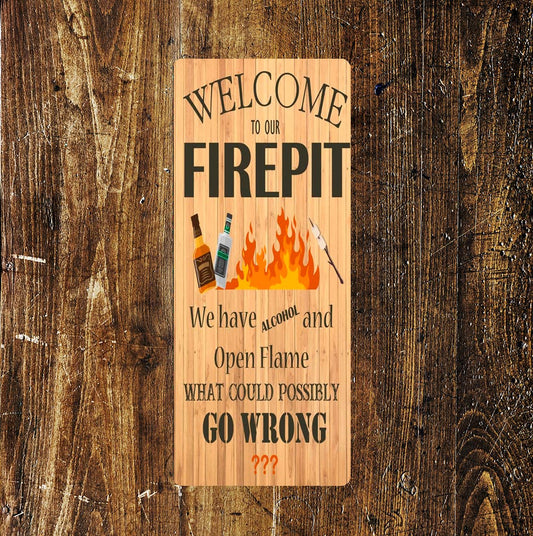 Fire pit Long - | Metal Sign Plaque