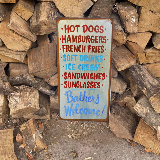 hot dog French fries - | Metal Wall Sign