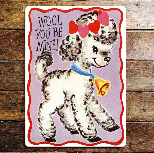 Wool You Be Mine Lamb Heart Valentine | Metal Sign Plaque