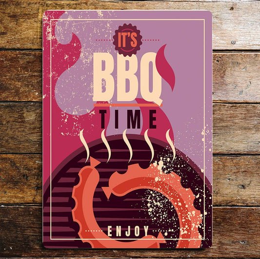 It's BBQ Time Enjoy Summer Vibes | Metal Sign Plaque