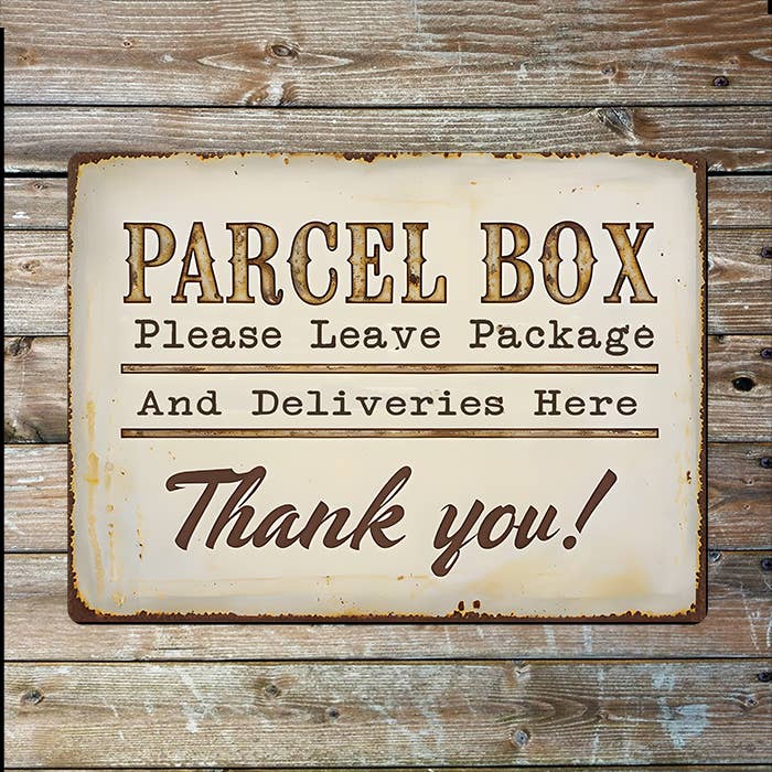 Parcel Box Leave Package Here | Post | Metal Sign Plaque