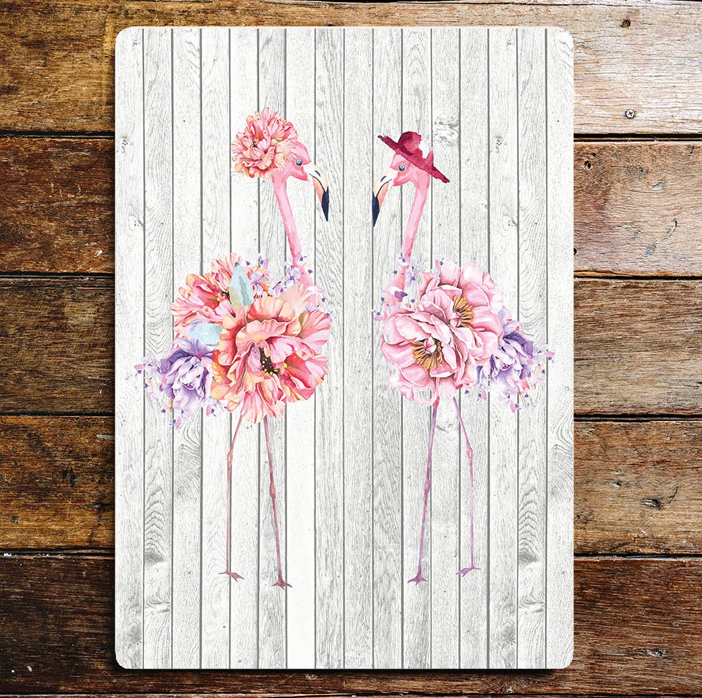 Pink Flamingo Art Metal Sign Plaque