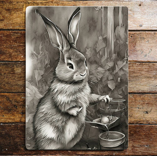 Rabbit Forest Gardening Metal Sign Plaque