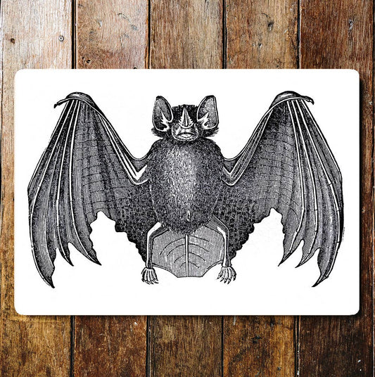 Black Bat Wings Spread | Metal Sign Plaque