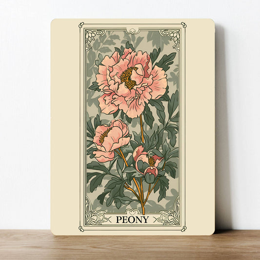 Peony Flower Floral Vintage | Metal Sign Plaque