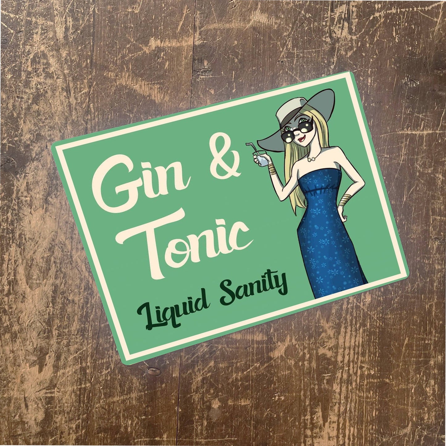 Gin & Tonic Liquid Sanity | Metal Retro Wall Sign