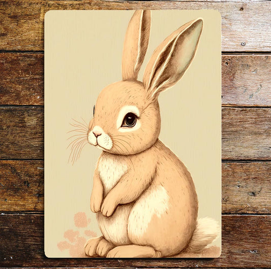 Cute Bunny Rabbit Big Ears | Metal Sign Plaque