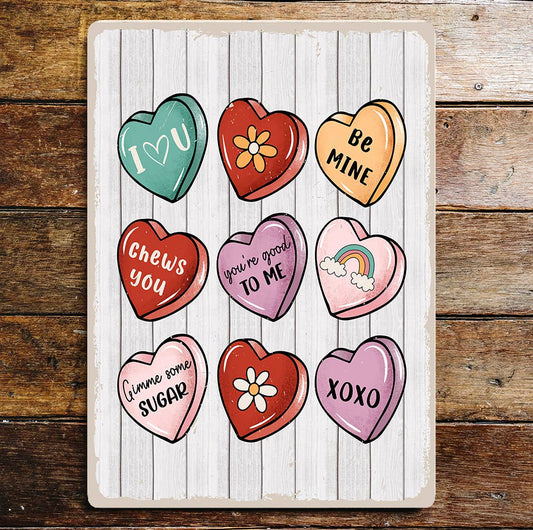 Love Hearts Valentine Be Mine Flowers | Metal Sign Plaque