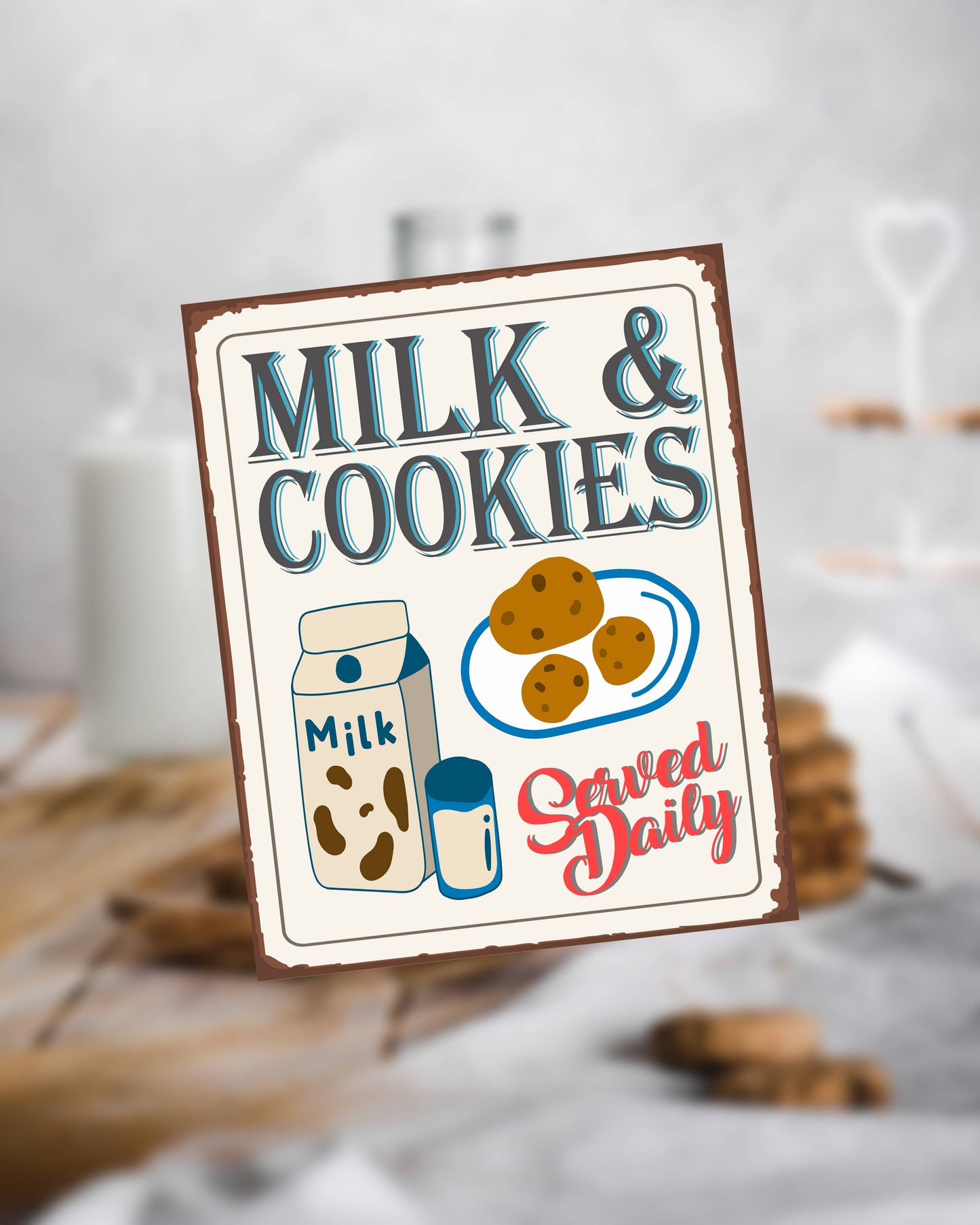 Milk And Cookies Served Daily | Metal Wall Sign