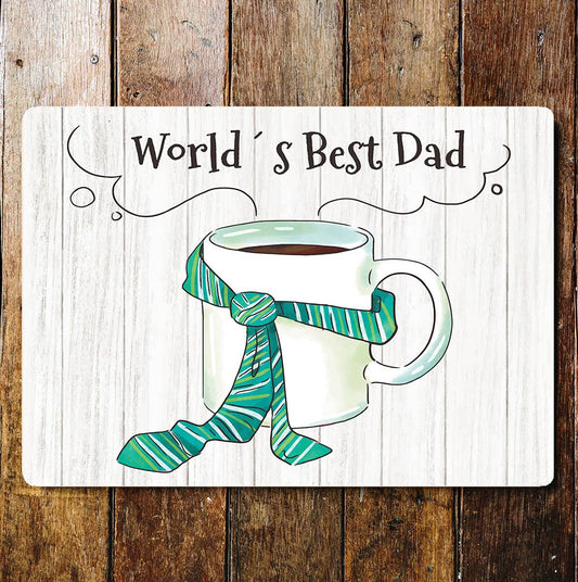 Worlds Best Dad Mug Coffee Green Tie | Metal Wall Sign