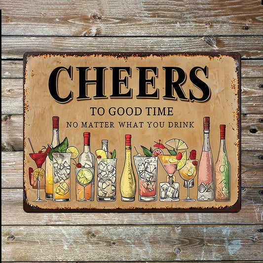 Cheers Good Times What You Drink Bar Pub | Metal Sign Plaque
