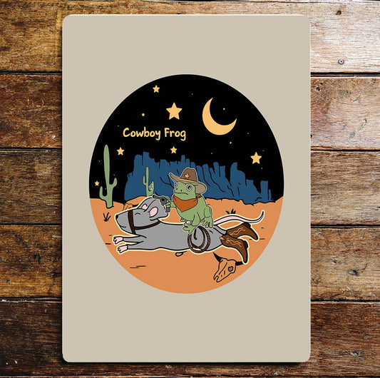 Cowboy Frog | Metal Sign Plaque