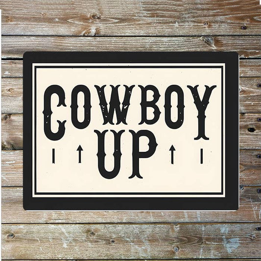 Vintage Cowboy Up | Typography Western | Metal Sign Plaque