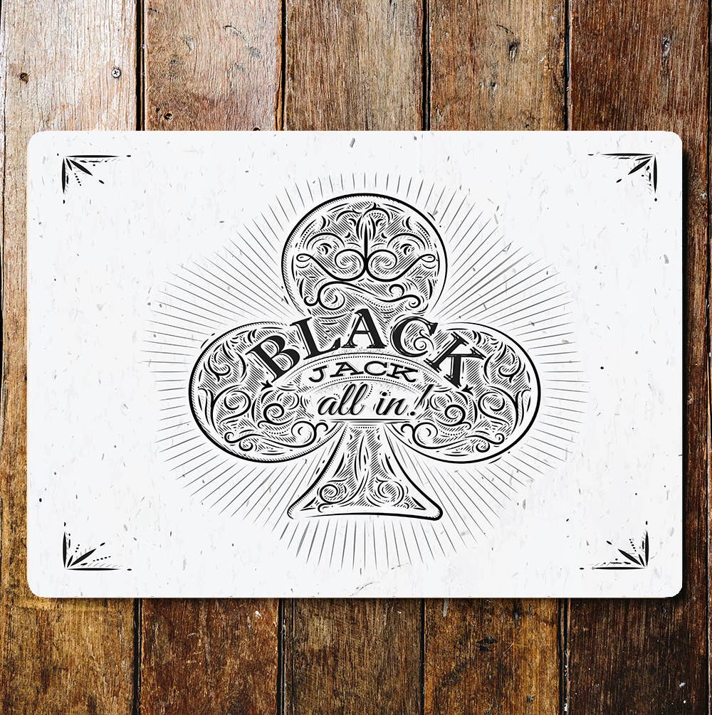 black jack all in poker | Metal Wall Sign Plaque