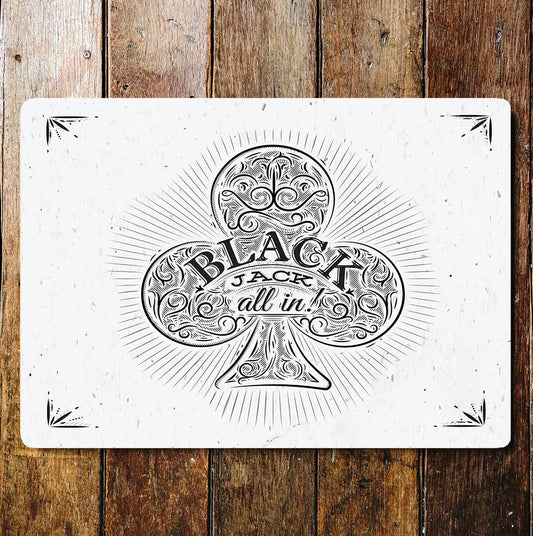 black jack all in poker | Metal Wall Sign Plaque