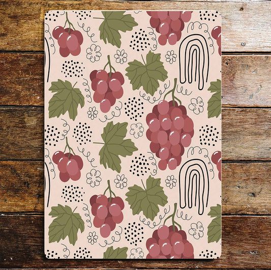 Grapes and vine leaves pattern kitchen | Metal Wall Sign