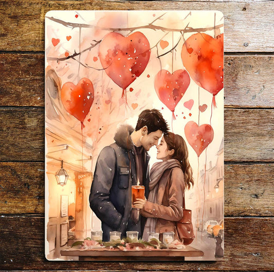 Couple Candles love Valentine City | Metal Sign Plaque