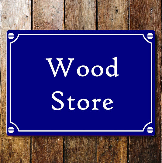 Wood Store Blue Art Sign Plaque