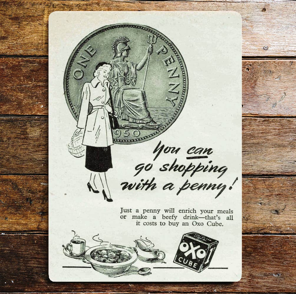 Oxo Cube You Can Shop With A Penny Metal Sign