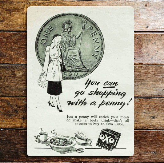 Oxo Cube You Can Shop With A Penny Metal Sign