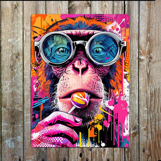 Monkey Face Artwork Pop Art Graffiti | Metal Sign Plaque