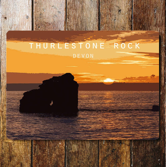 thurlestone rock Devon Travel Metal Wall Sign Plaque