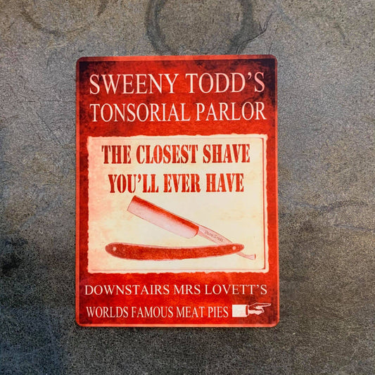 Sweeny Todds Tonsorial Parlor Metal Sign