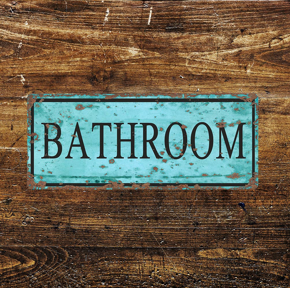 Bathroom Blue - | Metal Sign