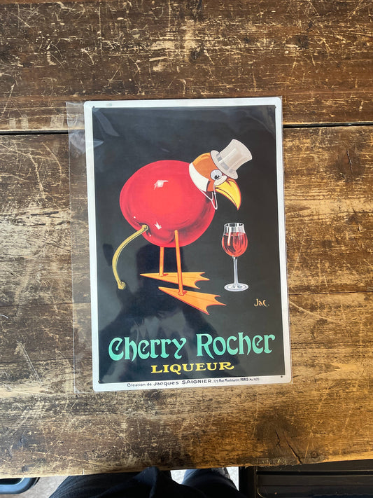 Cherry Rocher Liqueur Drink | Metal Advertising Wall Sign
